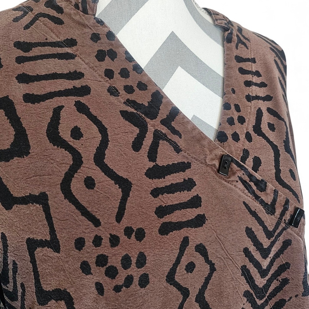 Tianello Soul of Africa Vintage Tribal Print Tencel Rayon Tunic  made in USA Med - Picture 2 of 11